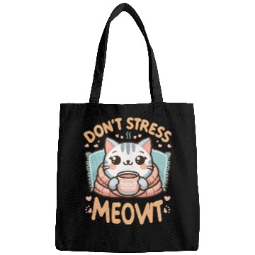 Discover gift idea funny quote relaxation design kawaii cat Bags