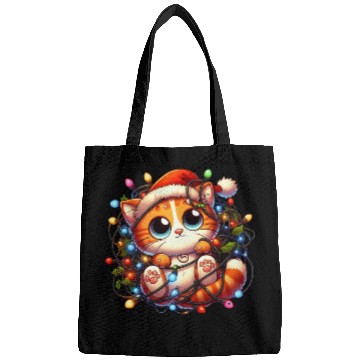 Discover Whimsical Cat’s Christmas Lights Adventure Bags