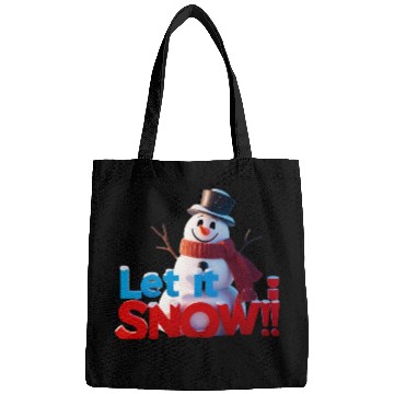 Discover Let It Snow! Festive Cartoon Snowman Winter Design Bags