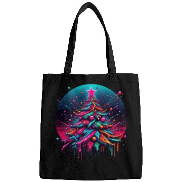 Discover Neon Graffiti Christmas Tree with Bold Spray Paint Bags