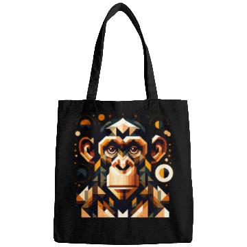 Discover geometric abstract chimpanzee art design Bags