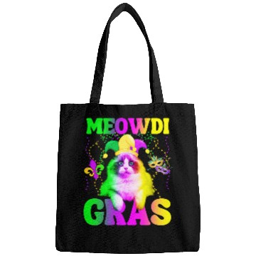 Discover Mardi Gras Cat Jester & Beads Carnival Parade pun Bags