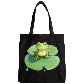Discover Cheerful Frog on Lily Pad Bags