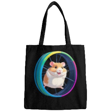 Discover Happy Hamster on Exercise Wheel Bags