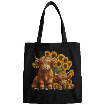Discover Cute Scottish Highland Cow Sunflower Farmer Bags