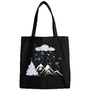 Discover Winter Magic Text with Blue Snowflakes Design" Bags