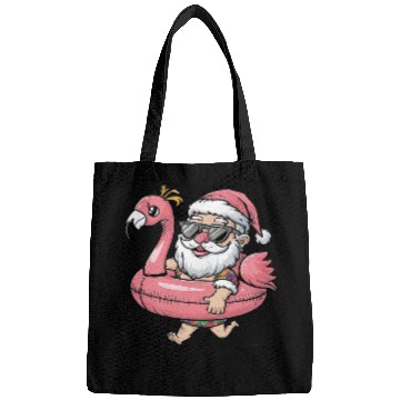 Discover Summer Santa Claus with Flamingo Float Bags