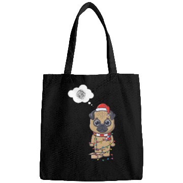 Discover Festive Pug in Holiday Lights Bags