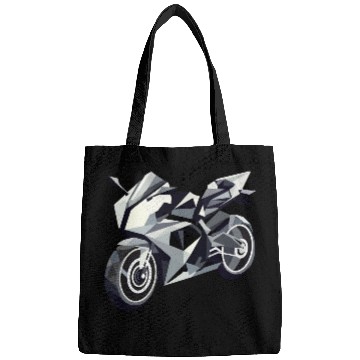 Discover Futuristic motorcycle in geometric design Bags