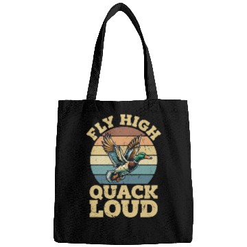 Discover Mallard Duck Fly High Quack Loud Retro Water Bird Bags
