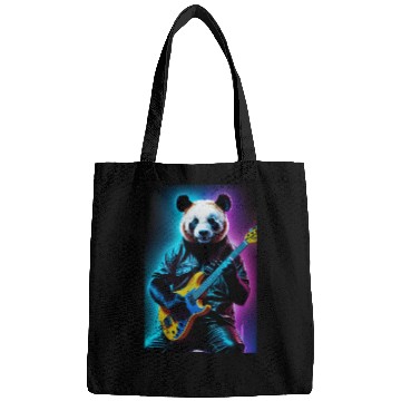 Discover Panda playing guitar neon art Bags