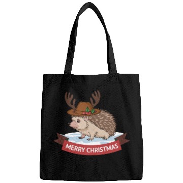Discover Grumpy Hedgehog Merry Christmas Deer Antler Hat Bags