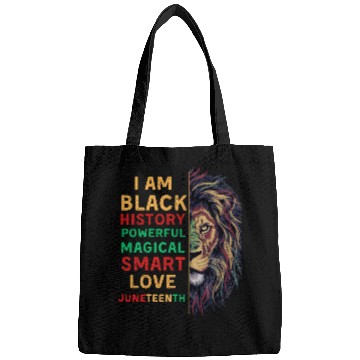 Discover I'm black History powerful African Lion Juneteenth Bags