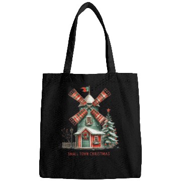 Discover Small Town Christmas Plaid Windmill Bags