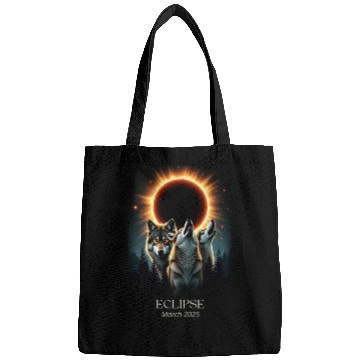 Discover Three Wolves and Solar Eclipse, Forest Wolf Animal Bags