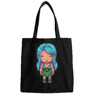 Discover Mystic Emerald Sprite - Pixel Art Design Bags