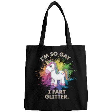 Discover Funny Gay Pride Unicorn Fart Gift for Men Bags