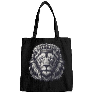 Discover Royal Lion Face with Crown Black and Grey Bags