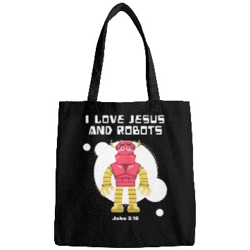 Discover I Love Jesus and Robots, John 3:16 Bags