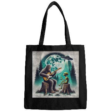 Discover Alien Bigfoot Guitar Sasquatch Present For Kids Bags