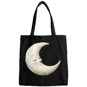 Discover Cute Moon Sleeping Moon with a Smile Bags