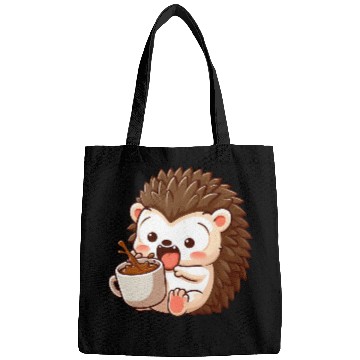 Discover Hedgehog Caffeine Comic funny shocked hedgehog Bags