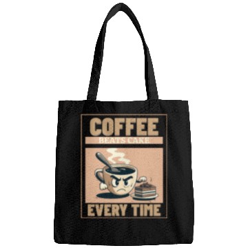 Discover Coffee Beats Cake – Funny Coffee Lover Design Bags