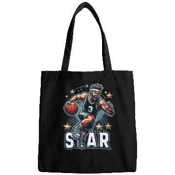 Discover Basketball Star Dribbling Illustration Bags