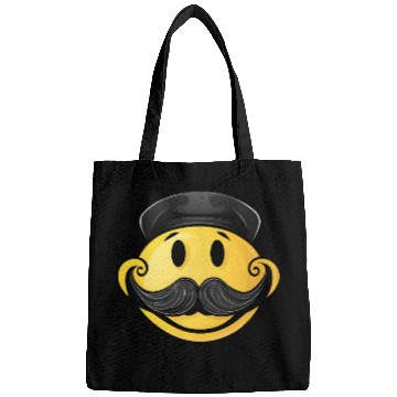 Discover Happy face with mustache Bags