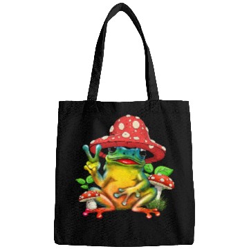 Discover Cottagecore Aesthetic Cute Mushroom Hat Frog Lover Bags