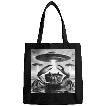 Discover Crab Marine Funny Graphic Selfie with UFOs Weird A Bags