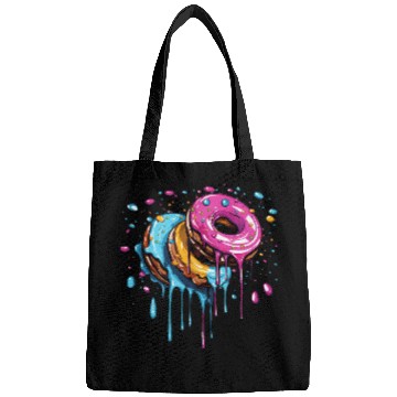 Discover drippy flying donuts graphic design Bags