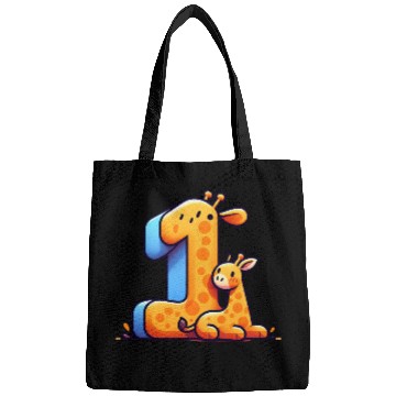 Discover Cheerful Giraffe with Number 1 Design Bags