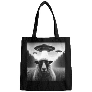 Discover Sheep ram, lamb Funny Graphic Selfie with UFOs Wei Bags