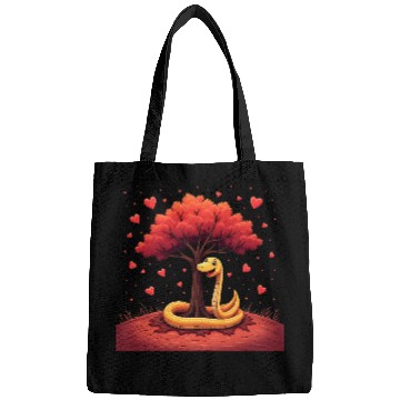 Discover I love my snake heart tree Bags