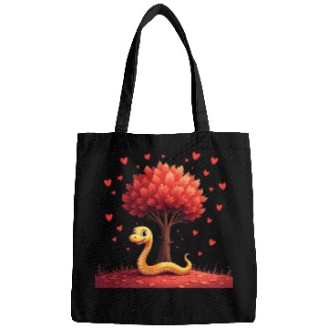 Discover I love my snake heart tree Bags