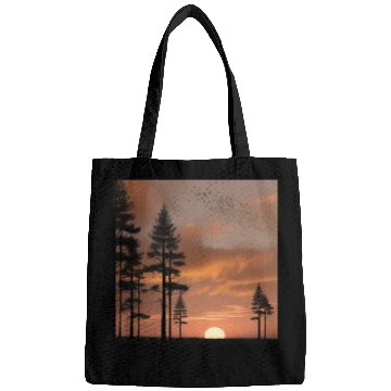 Discover Pine forest at sunset Bags