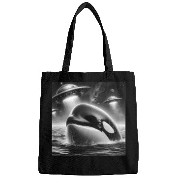 Discover Killer whale Funny Graphic Selfie with UFOs Weird Bags