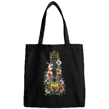 Discover Ukulele with hibiscus flowers AI Bags