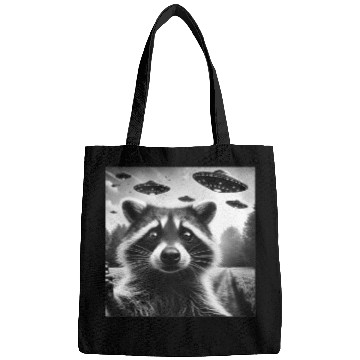 Discover Racoon trash panda Funny Graphic Selfie UFOs Weir Bags