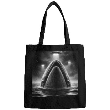 Discover Whale cetacean Funny Graphic Selfie with UFOs Weir Bags