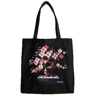 Discover Geometric cherry blossom bonsai Bags