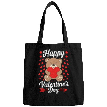 Discover Funny Teddy Bear Holding Heart Love Happy Valentin Bags