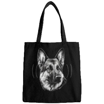 Discover Black and White Style Head German Shepherd Face Bags