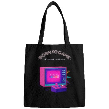 Discover Born to Game Forced to Work Retro Art Bags
