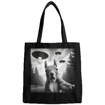 Discover Squirrel Sci-Fi Funny Graphic Selfie with UFOs Wei Bags