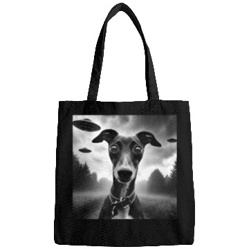 Discover Italian Greyhound Funny Graphic Selfie with UFO We Bags