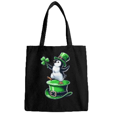 Discover St. Patrick's Day Penguin top hat dancing clover Bags