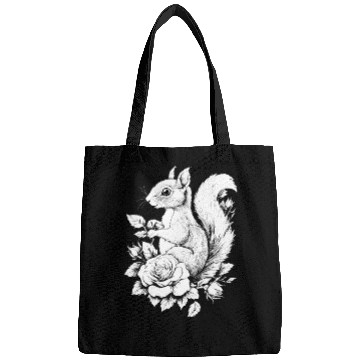 Discover Squirrel Flowers Rose Aesthetics Chipmunk Bags
