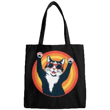 Discover Retro 80s Cat Design, Hello Guys Bags